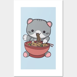 Kawaii Ramen Cat Posters and Art